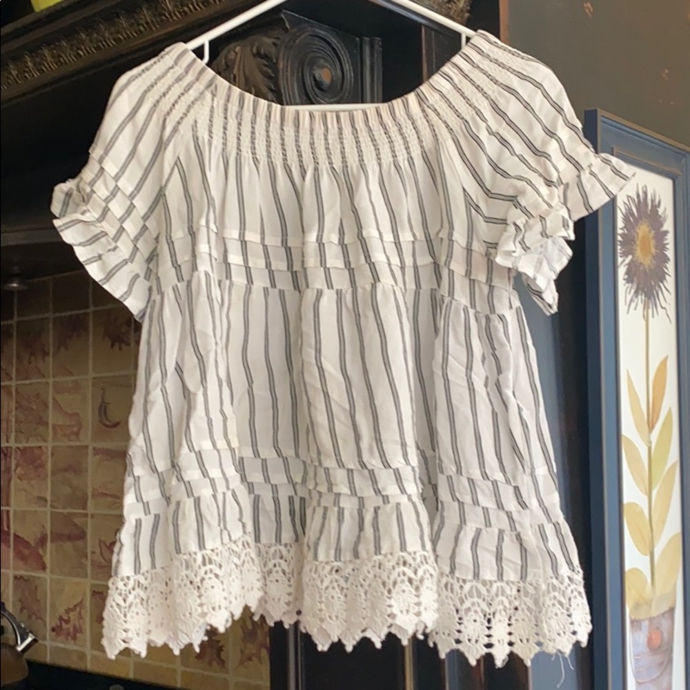 Off the shoulder striped top